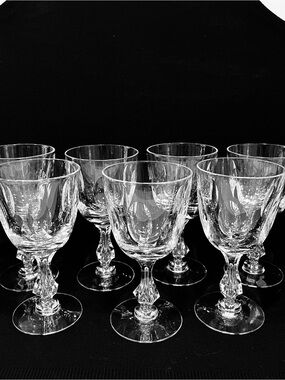 Vintage Tiffin-Franciscan Mirage Cut Crystal Water Goblets Set of 7